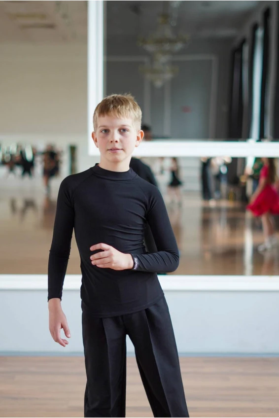 Turtleneck Top GL707DR for a boy, black, crepe