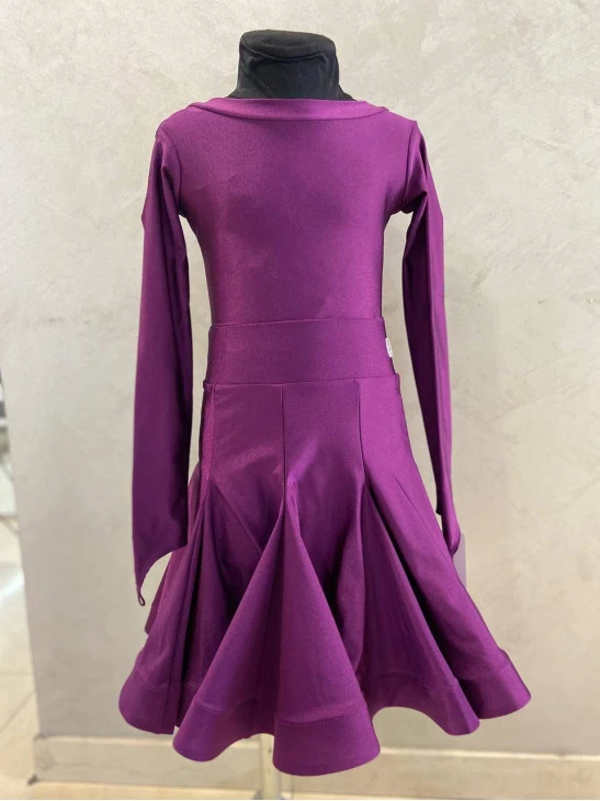 Juvenile dress BS536DR-372# for a girl, burgundy, italian lycra