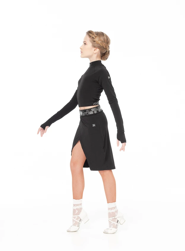 Skirt UL768-14 for a girl, black, crepe