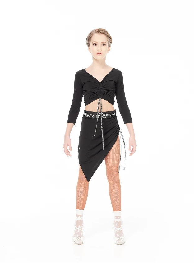 Skirt UL780-14 for a girl, Black, crepe