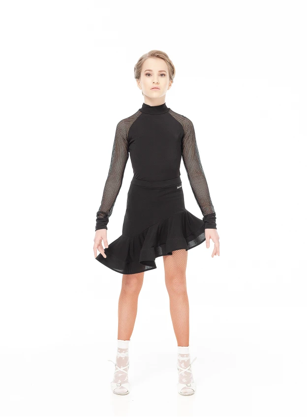 Skirt UL611# for a girl, black, crepe