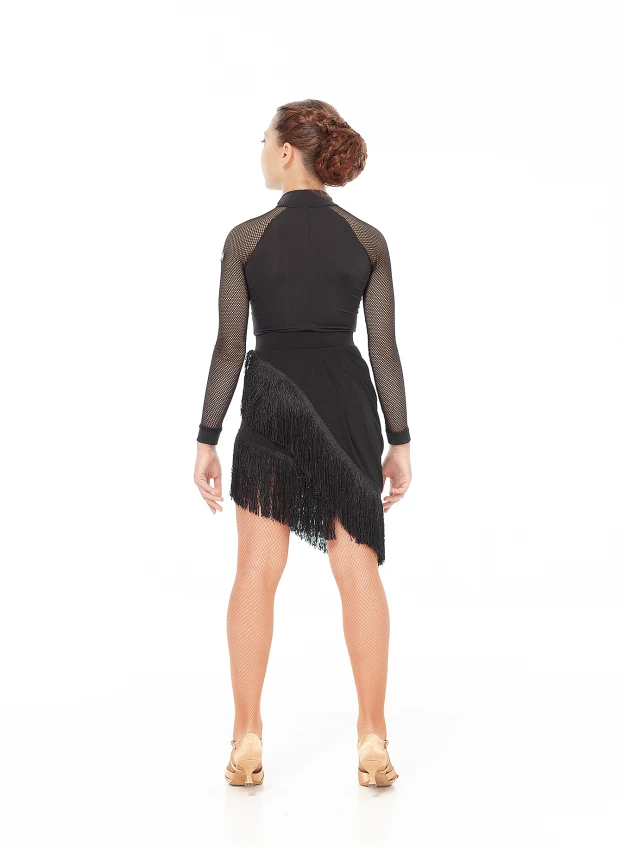 Спідниця UL760-14 для дівчинки, чорний, масло, сітка+бахрома