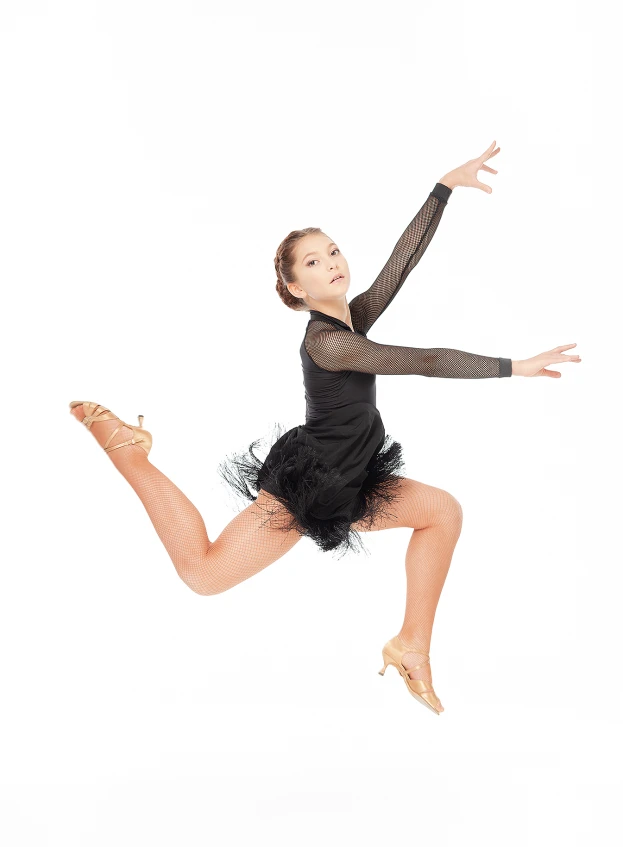 Спідниця UL760-14 для дівчинки, чорний, масло, сітка+бахрома