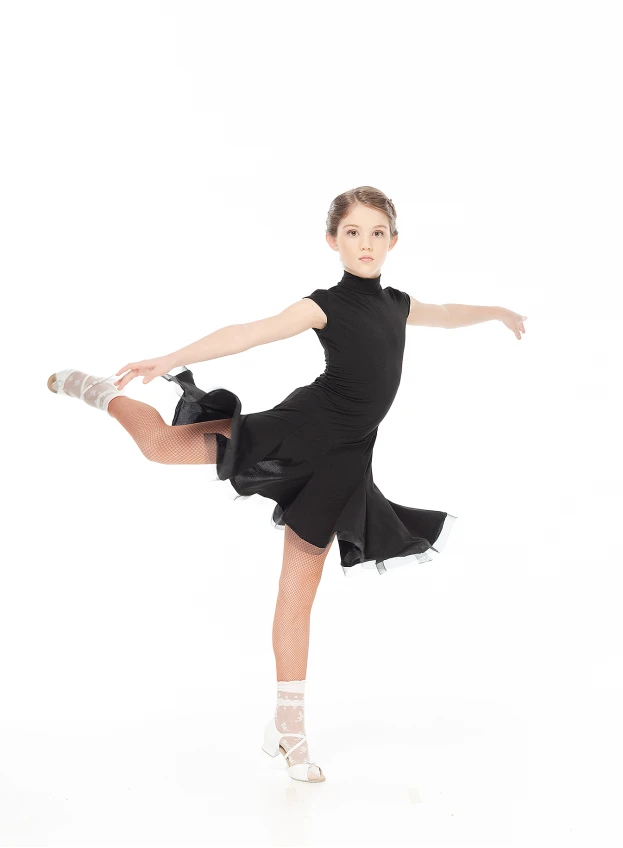 Dress PL179KR# for a girl, black, crepe