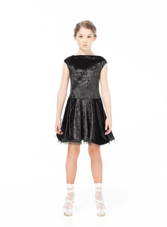 Сукня PL487-13С# для дівчинки, чорний, бархат
