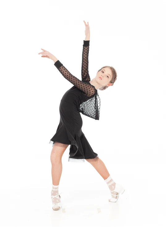Dress PL731-19# for a girl, black, crepe, mesh
