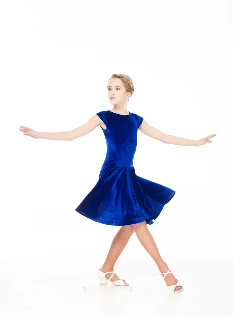 Dance Me Juvenile dress BS509-13# children's, velvet/cristalline, electric