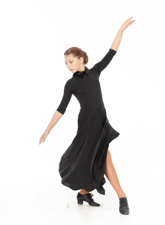 Dress PS732# for a girl, black, crepe, velvet