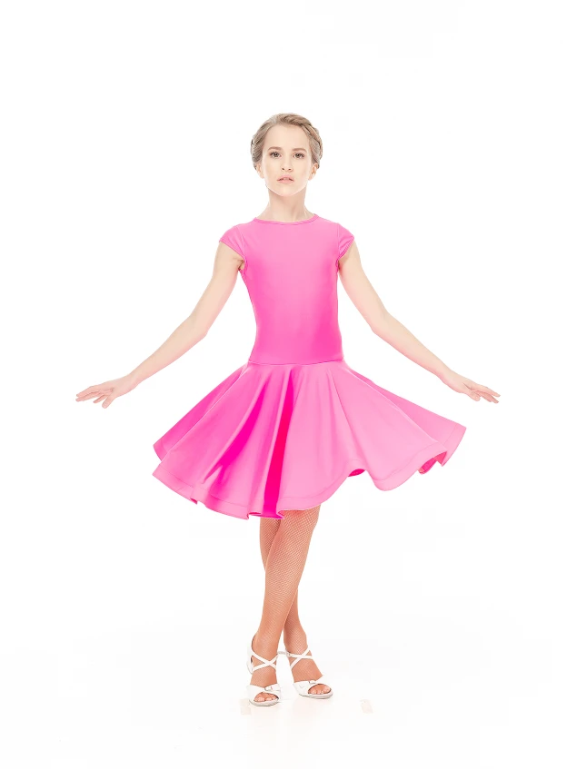 Juvenile dress BS509# for a girl, pink, matte lycra
