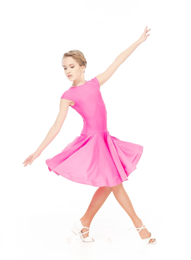 Juvenile dress BS509# for a girl, pink, matte lycra