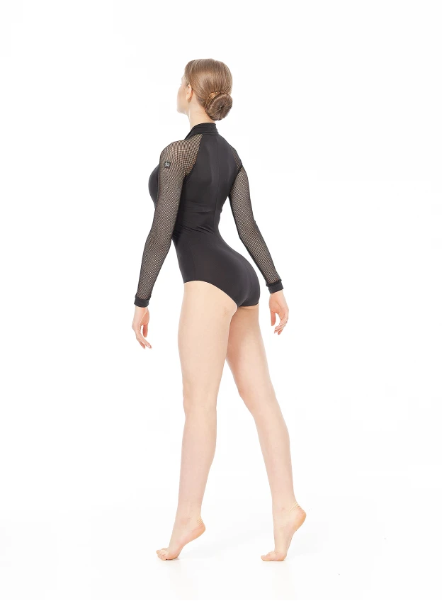 Leotard  K745DR-17 female, black, crepe, mesh