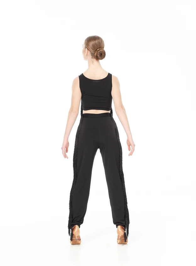 Dance Me Штани жіночі BRL767, масло/бахрома, чорний