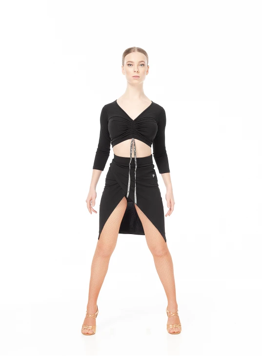 Crop Top TP777 female, Black, crepe