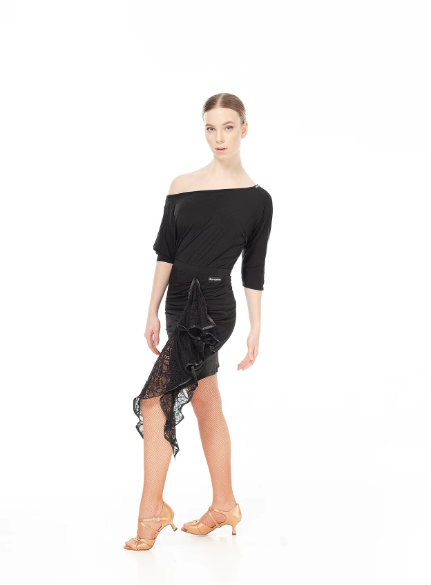 Юбка женская Латина UL245-11-14 Dance.me, Украина, Масло+гипюр, Черный