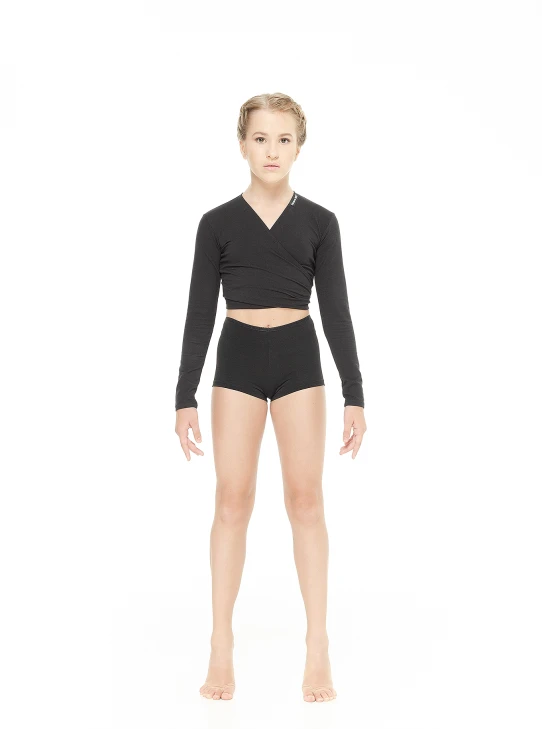 Трусы-шорты TR266 для девочки, черный, масло