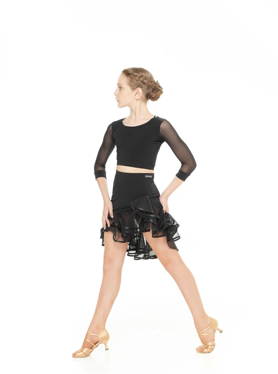 Топ TP488DR для дівчинки, чорний, масло, сітка