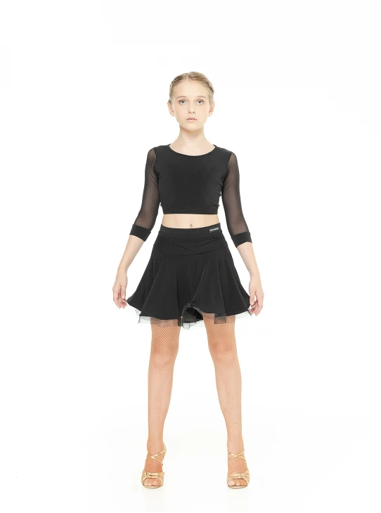 Спідниця UL394# для дівчинки, чорний, масло, сітка