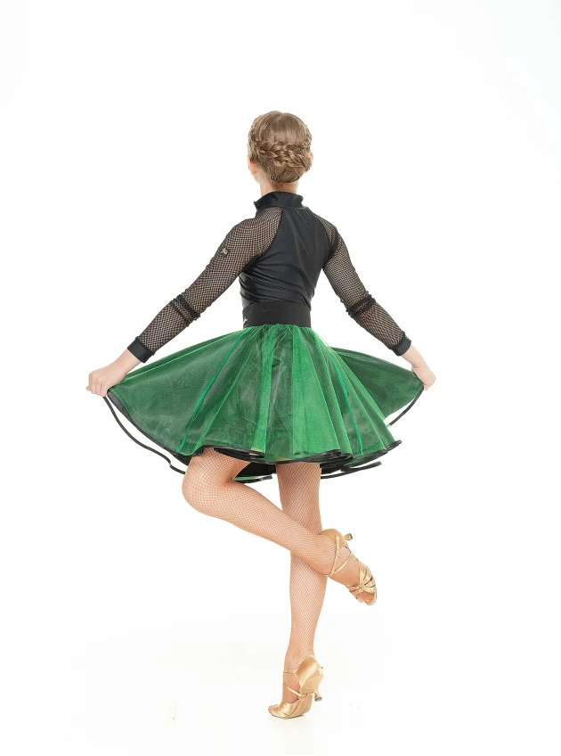 Dance Me Юбка UL180# детская, атлас, фатин, чорный, зеленый
