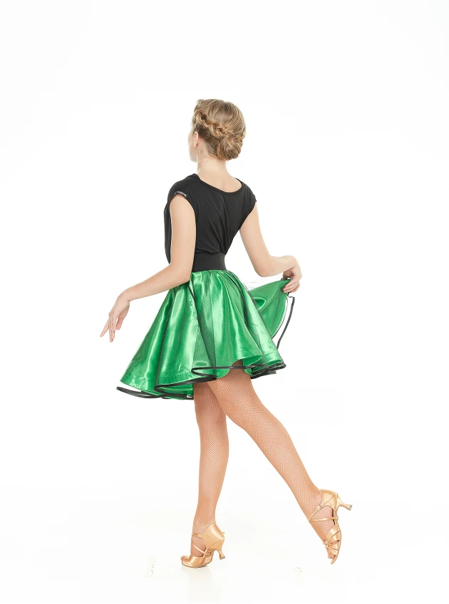 Skirt UL180# for girl, Green, satin, tulle - 3846