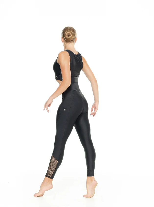 Leggings L810-17 female, black, matte lycra, mesh