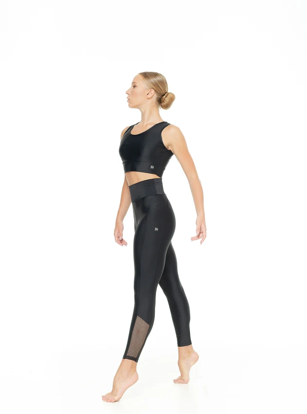 Leggings L810-17 female, black, matte lycra, mesh