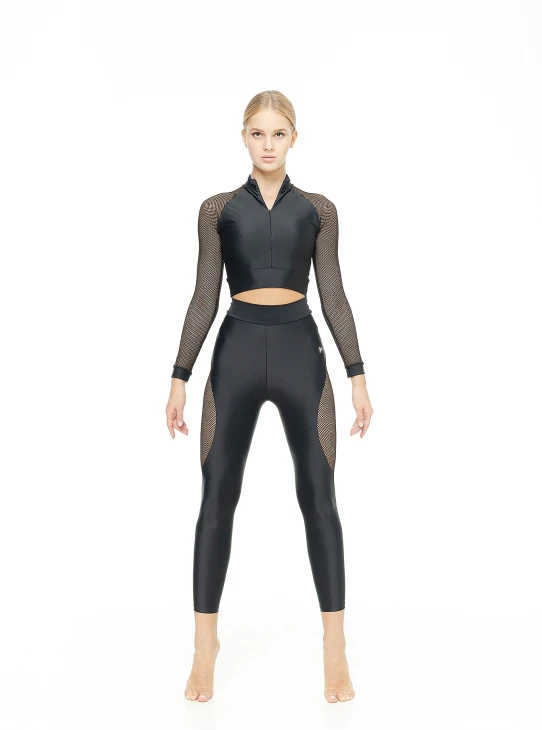 Crop Top TP814-17DR female, Black, matte lycra, mesh