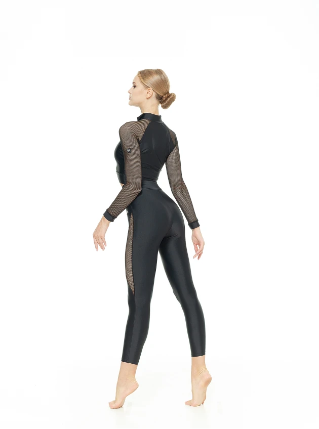 Leggings L808-17 female, black, matte lycra, mesh