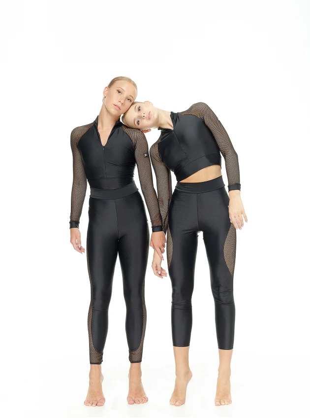 Leggings L808-17 female, black, matte lycra, mesh