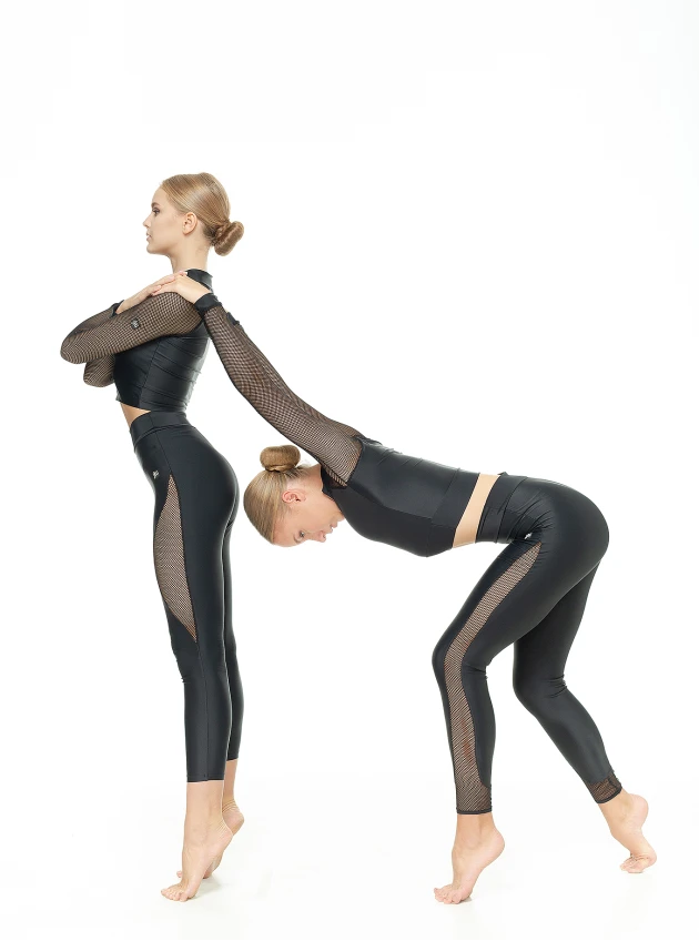 Leggings L808-17 female, black, matte lycra, mesh