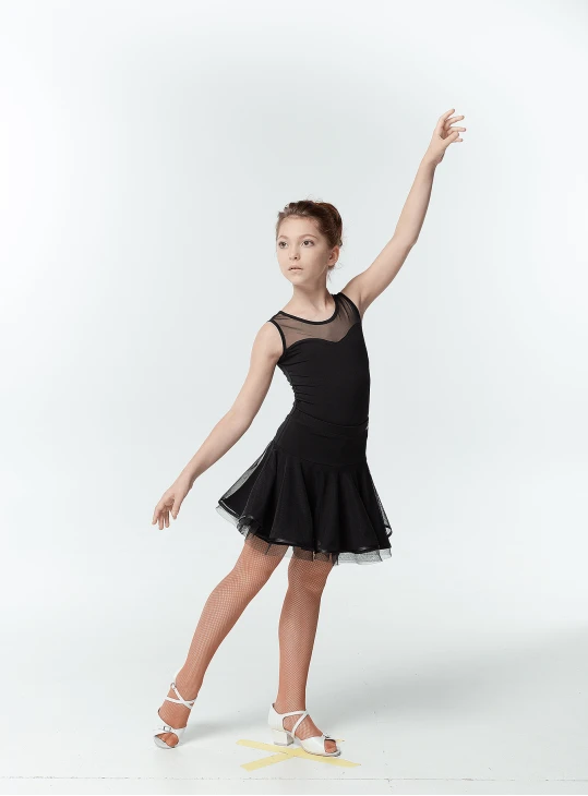 Блуза BL335 для девочки, черный, масло, сетка