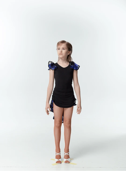 Блуза BL337-3 для девочки, черная/смородина, масло, сетка