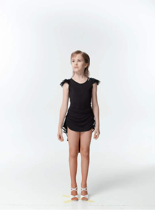 Блуза BL337 для девочки, черный, масло, сетка