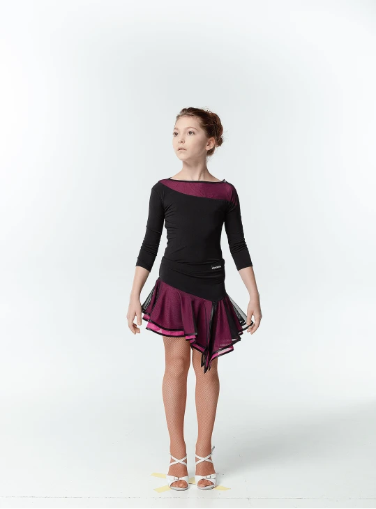 Блуза BL411DR-3 для девочки, черн/роз, масло, сетка