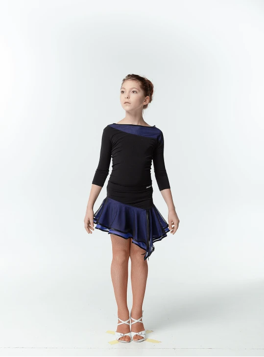 Блуза BL411DR-3 для девочки, черн/смор, масло, сетка