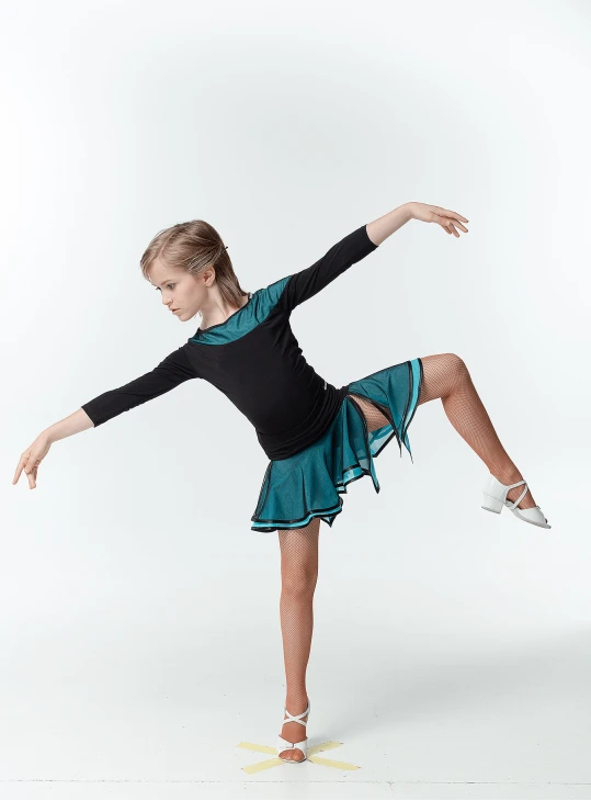 Блуза BL411DR-3 для девочки, черный/голубой, масло, сетка