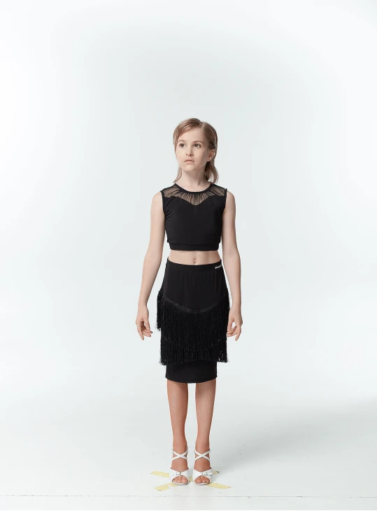 Топ TP494 для дівчинки, чорний, масло, сітка