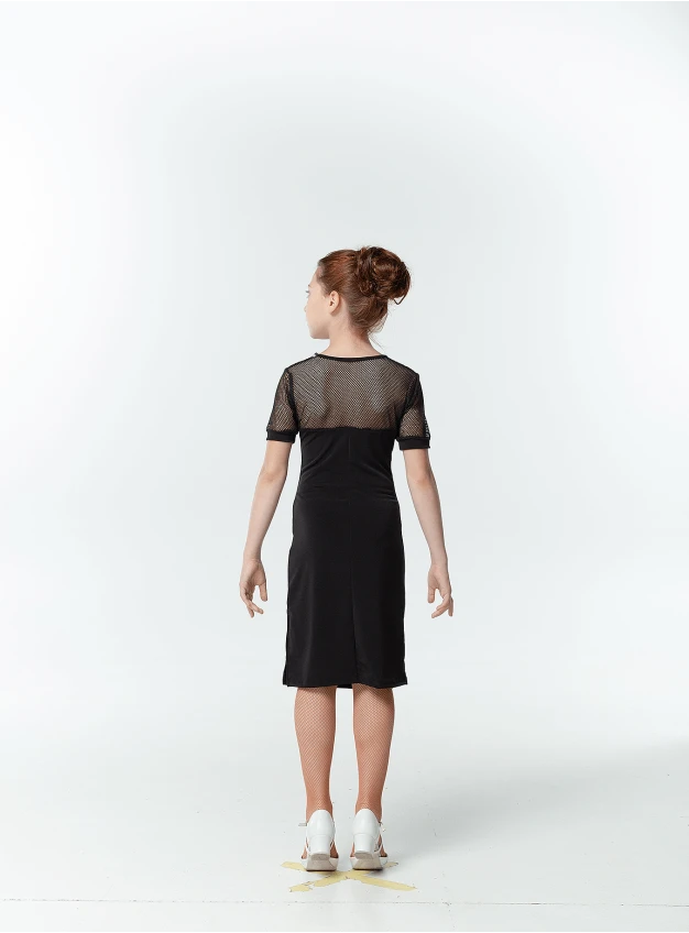 Dress PL703-17 for a girl, black, crepe, mesh