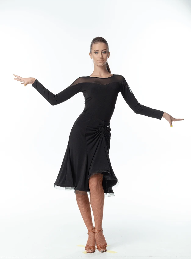 Блуза BL152 жіноча, чорний, масло, сітка