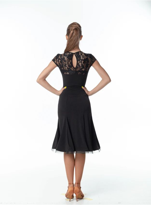 Dress PL422-11# female, black, crepe, lace