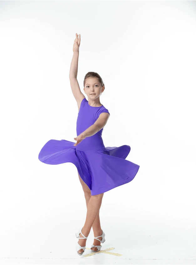 Juvenile dress BS509# for a girl, blueberry, matte lycra