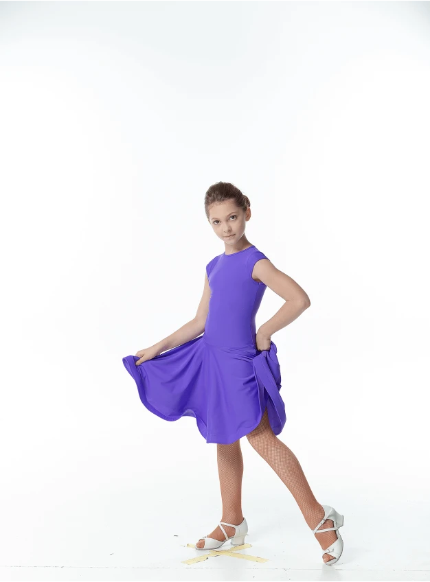 Juvenile dress BS509# for a girl, blueberry, matte lycra