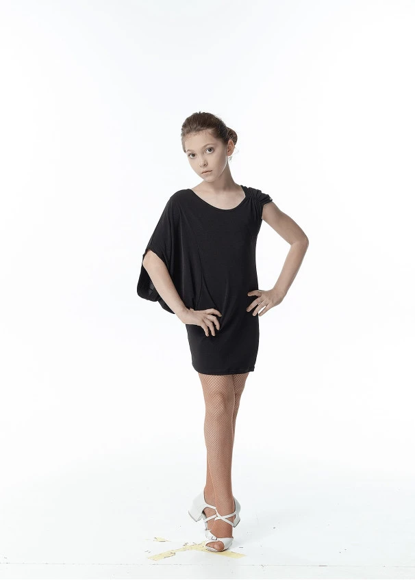 Сукня-туніка TN228 для дівчинки, чорний, масло