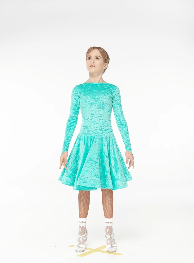 Juvenile dress BS515DR-13В# for a girl, mint, crash velvet
