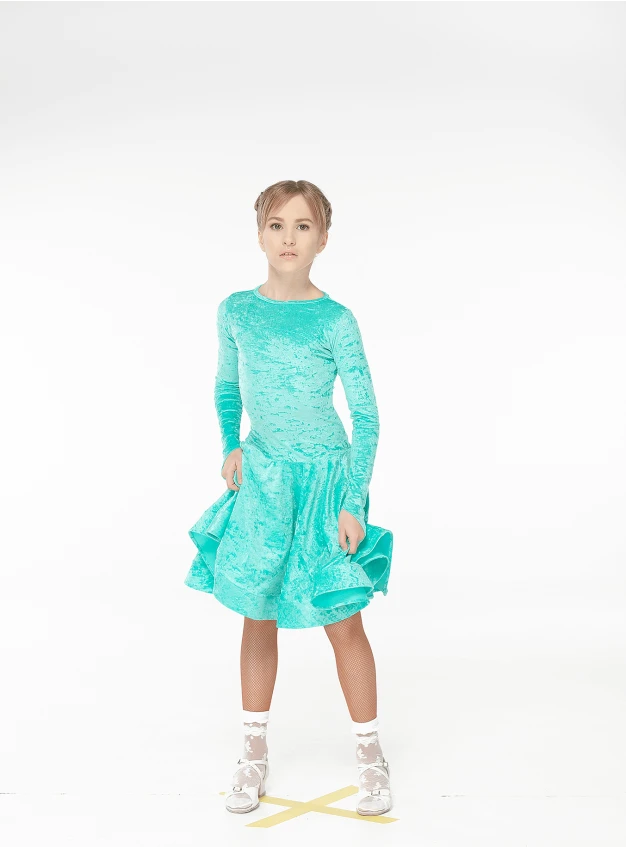 Juvenile dress BS515DR-13В# for a girl, mint, crash velvet