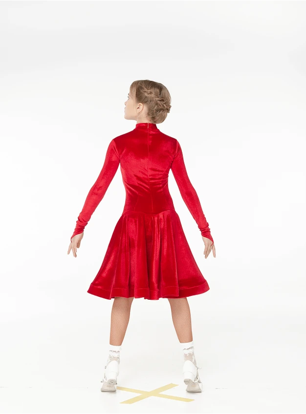 Juvenile dress BS539DR-13# for a girl, Red, velvet