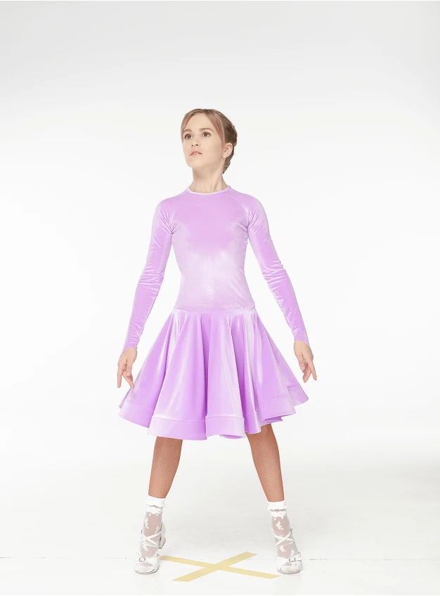 Juvenile dress BS544DR-13V# for a girl, light lilac, italian velvet