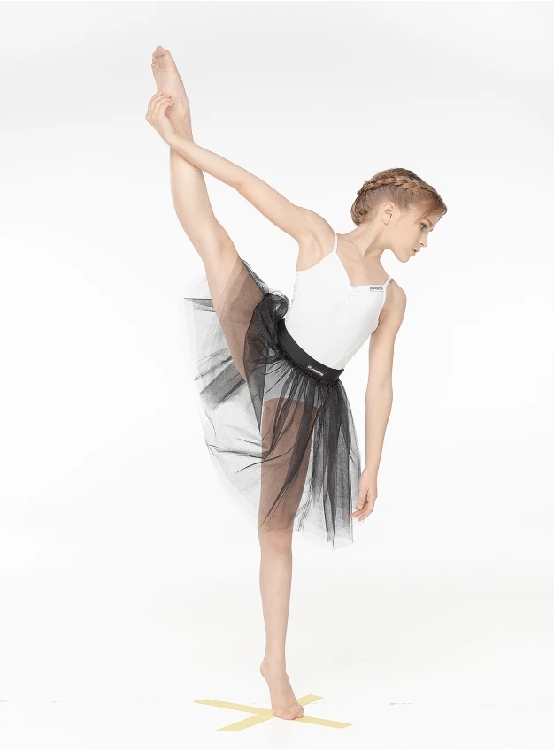 Юбка шопенка  CH222 для девочки, черная, фатин, бифлекс