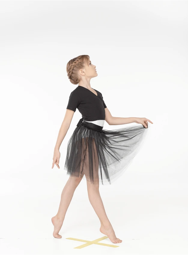 Wrap top B95DR for a girl, black, angora