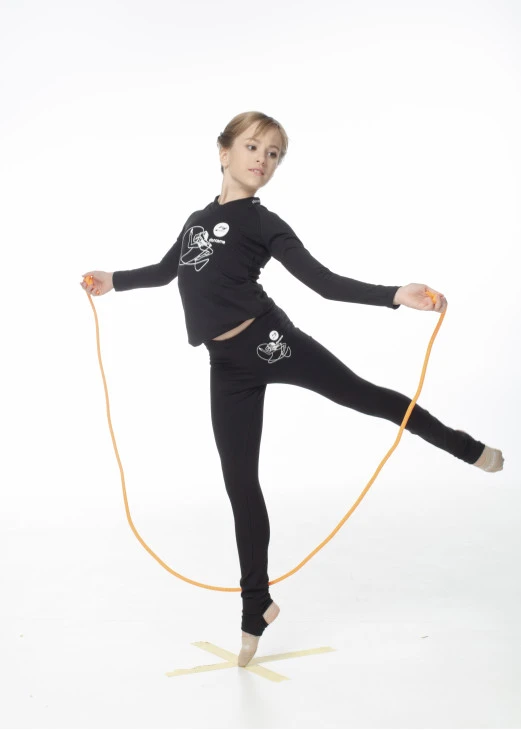 DANCEME Футболка детская F531DR-7 с рисунком Скакалка, хлопок, черный