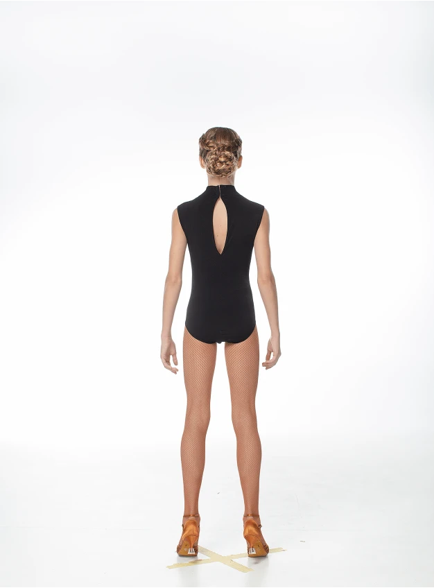 Leotard  K719 for a girl, black, crepe